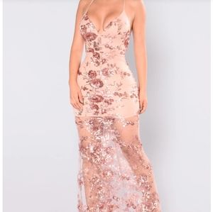 Rose Gold Floral Sequin Dress
